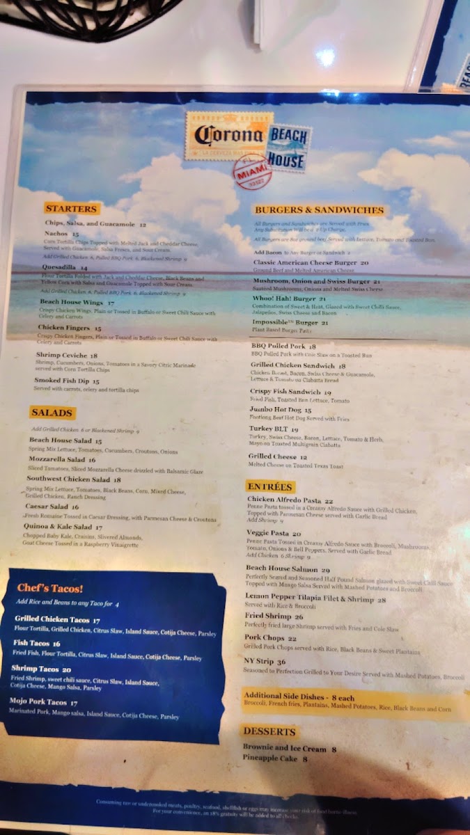 Corona Beach House Menu - Image 3